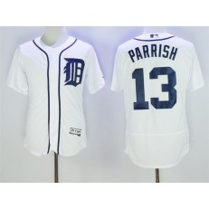 MLB Detroit Tigers 13 Lance Parrish White Flexbase Authentic Collection Stitched Men Jersey