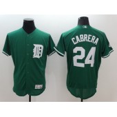 MLB Detroit Tigers 24 Miguel Cabrera Green 2016 St. Patrick's Day Flexbase Majestic Baseball Men Jersey