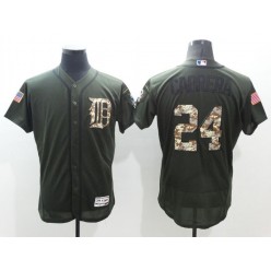 MLB Detroit Tigers 24 Miguel Cabrera Green Salute To Service 2016 Flexbase Majestic Baseball Men Jersey