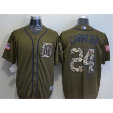 MLB Detroit Tigers 24 Miguel Cabrera Green Salute To Service Majestic Baseball Men Jersey