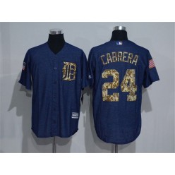 MLB Detroit Tigers 24 Miguel Cabrera Navy Blue Salute To Service Majestic Baseball Men Jersey