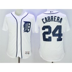 MLB Detroit Tigers 24 Miguel Cabrera White Flexbase Authentic Collection Stitched Men Jersey