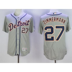 MLB Detroit Tigers 27 Jordan Zimmermann Gray Road 2016 Flexbase Majestic Baseball Men Jersey