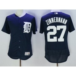 MLB Detroit Tigers 27 Jordan Zimmermann Navy Blue 2016 Flexbase Majestic Baseball Men Jersey