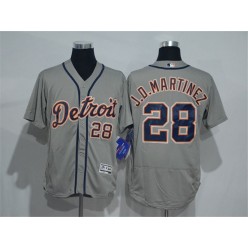 MLB Detroit Tigers 28 J. D. Martinez Gray Road 2016 Flexbase Majestic Baseball Men Jersey