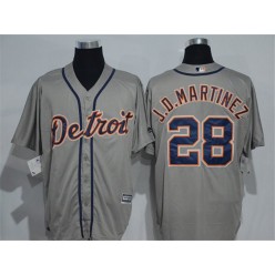 MLB Detroit Tigers 28 J. D. Martinez Gray Road Stitched Baseball Men Jersey