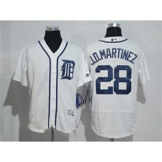 MLB Detroit Tigers 28 J. D. Martinez White Flexbase Authentic Collection Stitched Men Jersey