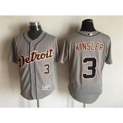 MLB Detroit Tigers 3 Ian Kinsler Gray Road 2016 Flexbase Majestic Baseball Men Jersey