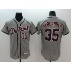 MLB Detroit Tigers 35 Justin Verlander Gray Road 2016 Flexbase Majestic Baseball Men Jersey