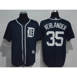 MLB Detroit Tigers 35 Justin Verlander Navy Blue Cool Base Majestic Baseball Men Jersey