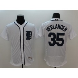 MLB Detroit Tigers 35 Justin Verlander White Flexbase Authentic Collection Stitched Men Jersey