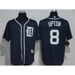 MLB Detroit Tigers 8 Justin Upton Navy Blue Cool Base Majestic Baseball Men Jersey