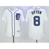 MLB Detroit Tigers 8 Justin Upton White Flexbase Authentic Collection Stitched Men Jersey