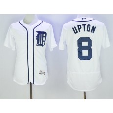 MLB Detroit Tigers 8 Justin Upton White Flexbase Authentic Collection Stitched Men Jersey
