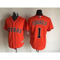 MLB Houston Astros 1 Carlos Correa Alternate Orange 2015 Cool Base Men Jersey