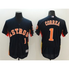 MLB Houston Astros 1 Carlos Correa Blue Elite Fashion 2016 Flex Base Men Jersey