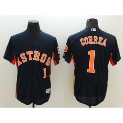 MLB Houston Astros 1 Carlos Correa Blue Elite Fashion 2016 Flex Base Men Jersey