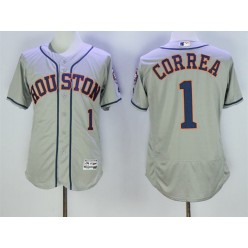MLB Houston Astros 1 Carlos Correa Gray Road 2016 Flexbase Majestic Baseball Men Jersey