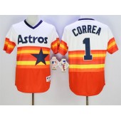 MLB Houston Astros 1 Carlos Correa Orange Cool Base Cooperstown Collection Men Jersey