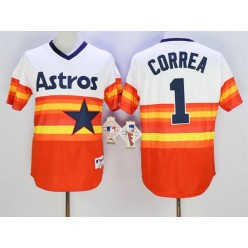 MLB Houston Astros 1 Carlos Correa Orange Cool Base Cooperstown Collection Men Jersey