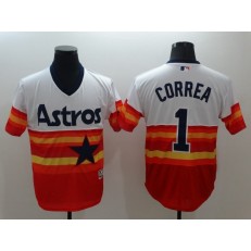 MLB Houston Astros 1 Carlos Correa Orange Rainbow 2016 Flexbase Majestic Baseball Men Jersey