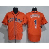 MLB Houston Astros 1 Carlos Correa Orange USA Flag Fasion 2016 Cool Base Men Jersey
