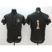 MLB Houston Astros 1 Carlos Correa Retired Green Salute To Service 2016 Flexbase Majestic Baseball Men Jersey
