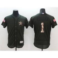 MLB Houston Astros 1 Carlos Correa Retired Green Salute To Service 2016 Flexbase Majestic Baseball Men Jersey