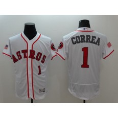 MLB Houston Astros 1 Carlos Correa White Flex Base Men Jersey