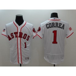 MLB Houston Astros 1 Carlos Correa White Flex Base Men Jersey