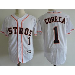 MLB Houston Astros 1 Carlos Correa White Home 2016 Flexbase Majestic Baseball Men Jersey