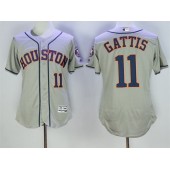 MLB Houston Astros 11 Evan Gattis Gray Road 2016 Flexbase Majestic Baseball Men Jersey