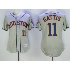 MLB Houston Astros 11 Evan Gattis Gray Road 2016 Flexbase Majestic Baseball Men Jersey