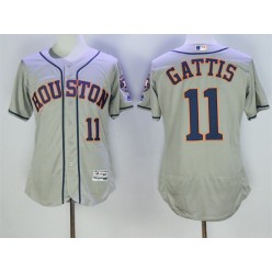 MLB Houston Astros 11 Evan Gattis Gray Road 2016 Flexbase Majestic Baseball Men Jersey
