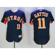 MLB Houston Astros 11 Evan Gattis Retired Navy Blue 2016 Flexbase Majestic Baseball Men Jersey