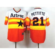 MLB Houston Astros 21 Andy Pettitte Orange Cool Base Cooperstown Collection Men Jersey