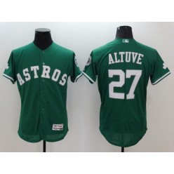 MLB Houston Astros 27 Jose Altuve Green 2016 St. Patrick's Day Flexbase Majestic Baseball Men Jersey
