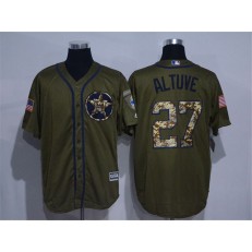 MLB Houston Astros 27 Jose Altuve Green Salute To Service Cool Base Stitched Men Jersey