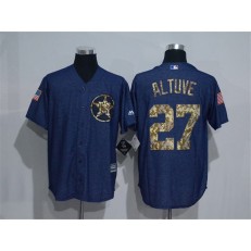 MLB Houston Astros 27 Jose Altuve Navy Blue Salute to Service Cool Base Men Jersey