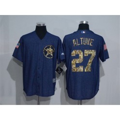 MLB Houston Astros 27 Jose Altuve Navy Blue Salute to Service Cool Base Men Jersey