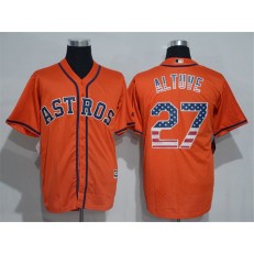 MLB Houston Astros 27 Jose Altuve Orange USA Flag Fasion 2016 Cool Base Men Jersey