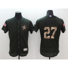 MLB Houston Astros 27 Jose Altuve Retired Green Salute To Service 2016 Flexbase Majestic Baseball Men Jersey