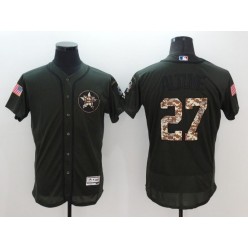 MLB Houston Astros 27 Jose Altuve Retired Green Salute To Service 2016 Flexbase Majestic Baseball Men Jersey