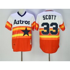 MLB Houston Astros 33 Mike Scott Orange Cool Base Cooperstown Collection Men Jersey