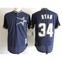 MLB Houston Astros 34 Nolan Ryan Navy Blue Mesh Batting Practice 1997 Throwback Mitchell & Ness Men Jersey