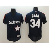 MLB Houston Astros 34 Nolan Ryan Navy Blue Throwback Flex Base Men Jersey