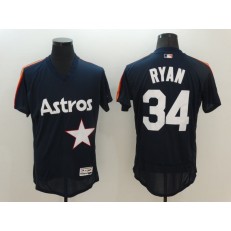 MLB Houston Astros 34 Nolan Ryan Navy Blue Throwback Flex Base Men Jersey
