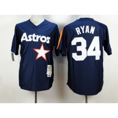 MLB Houston Astros 34 Nolan Ryan Navy Blue Throwback Men Jersey
