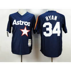 MLB Houston Astros 34 Nolan Ryan Navy Blue Throwback Men Jersey