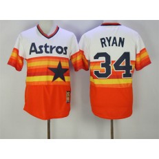 MLB Houston Astros 34 Nolan Ryan Orange Cool Base Cooperstown Collection Men Jersey